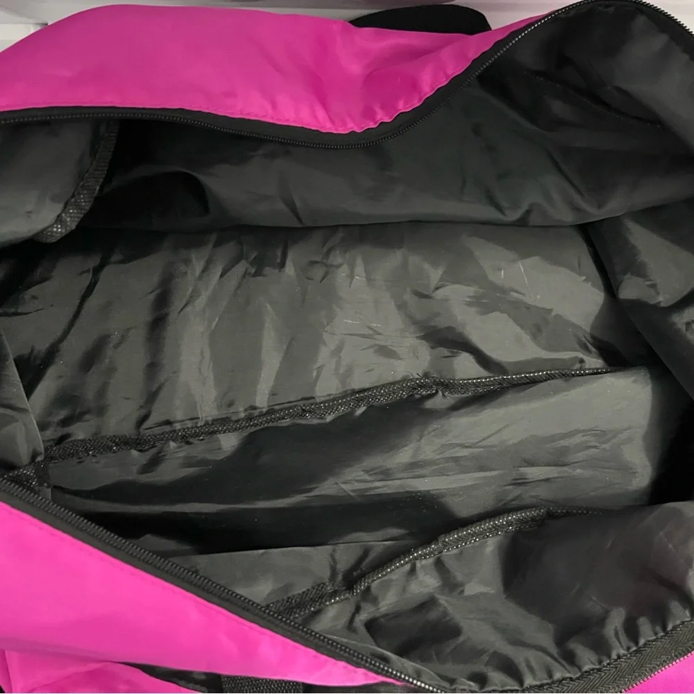 Bright Pink Light Weight Women's Tote Bag with Black Accents: Zippers - Picture 7 of 9